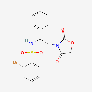 molecular formula C17H15BrN2O5S B2850133 2-bromo-N-[2-(2,4-dioxo-1,3-oxazolidin-3-yl)-1-phenylethyl]benzene-1-sulfonamide CAS No. 1903219-69-1