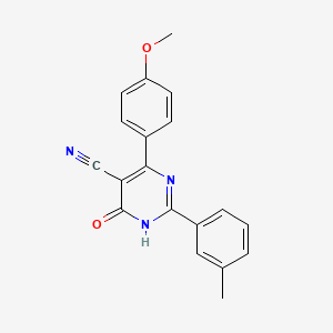molecular formula C19H15N3O2 B2850144 4-Hydroxy-6-(4-methoxyphenyl)-2-(3-methylphenyl)-5-pyrimidinecarbonitrile CAS No. 477859-02-2