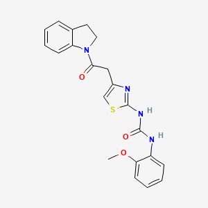 molecular formula C21H20N4O3S B2850152 1-(4-(2-(Indolin-1-yl)-2-oxoethyl)thiazol-2-yl)-3-(2-methoxyphenyl)urea CAS No. 897622-06-9