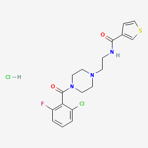 molecular formula C18H20Cl2FN3O2S B2850155 N-(2-(4-(2-chloro-6-fluorobenzoyl)piperazin-1-yl)ethyl)thiophene-3-carboxamide hydrochloride CAS No. 1351586-68-9