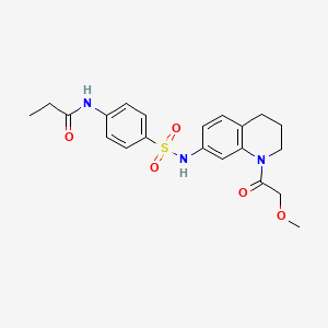 molecular formula C21H25N3O5S B2850158 N-(4-(N-(1-(2-methoxyacetyl)-1,2,3,4-tetrahydroquinolin-7-yl)sulfamoyl)phenyl)propionamide CAS No. 1171857-79-6