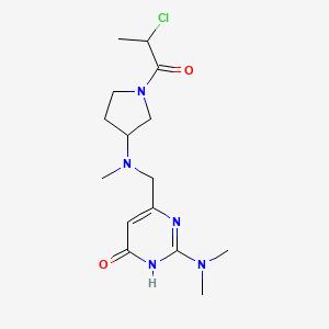 molecular formula C15H24ClN5O2 B2850163 4-[[[1-(2-Chloropropanoyl)pyrrolidin-3-yl]-methylamino]methyl]-2-(dimethylamino)-1H-pyrimidin-6-one CAS No. 2411236-72-9