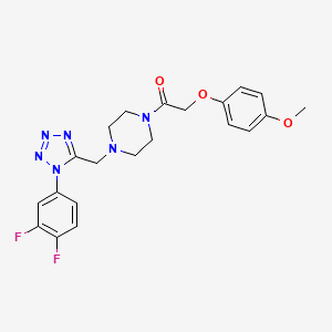 molecular formula C21H22F2N6O3 B2850190 1-(4-((1-(3,4-difluorophenyl)-1H-tetrazol-5-yl)methyl)piperazin-1-yl)-2-(4-methoxyphenoxy)ethanone CAS No. 1040677-17-5