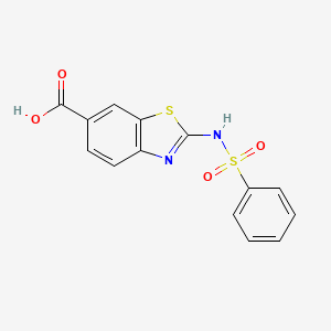 molecular formula C14H10N2O4S2 B2850193 2-[(Phenylsulfonyl)amino]-1,3-benzothiazole-6-carboxylic acid CAS No. 929860-30-0