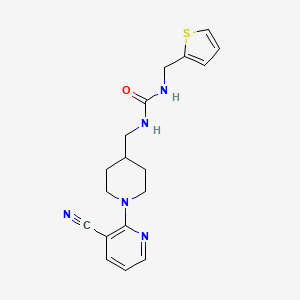 molecular formula C18H21N5OS B2850195 1-((1-(3-Cyanopyridin-2-yl)piperidin-4-yl)methyl)-3-(thiophen-2-ylmethyl)urea CAS No. 1797574-21-0