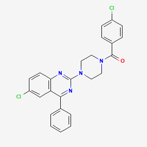 molecular formula C25H20Cl2N4O B2850203 4-Chlorophenyl 4-(6-chloro-4-phenylquinazolin-2-yl)piperazinyl ketone CAS No. 865616-66-6