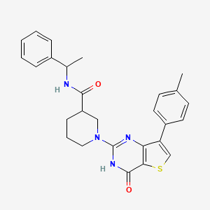 molecular formula C27H28N4O2S B2850204 1-[7-(4-methylphenyl)-4-oxo-3,4-dihydrothieno[3,2-d]pyrimidin-2-yl]-N-(1-phenylethyl)piperidine-3-carboxamide CAS No. 1242870-51-4