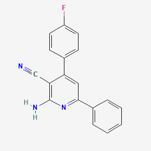 molecular formula C18H12FN3 B2850209 2-Amino-4-(4-fluorophenyl)-6-phenylnicotinonitrile CAS No. 126202-91-3