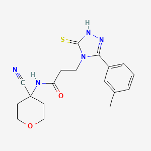 N-(4-cyanooxan-4-yl)-3-[3-(3-methylphenyl)-5-sulfanyl-4H-1,2,4-triazol-4-yl]propanamide