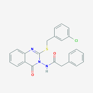 molecular formula C23H18ClN3O2S B2850228 N-[2-[(3-chlorophenyl)methylsulfanyl]-4-oxoquinazolin-3-yl]-2-phenylacetamide CAS No. 422278-53-3