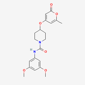 molecular formula C20H24N2O6 B2850229 N-(3,5-dimethoxyphenyl)-4-((6-methyl-2-oxo-2H-pyran-4-yl)oxy)piperidine-1-carboxamide CAS No. 1795301-67-5