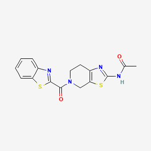 molecular formula C16H14N4O2S2 B2850251 N-(5-(benzo[d]thiazole-2-carbonyl)-4,5,6,7-tetrahydrothiazolo[5,4-c]pyridin-2-yl)acetamide CAS No. 1351644-96-6