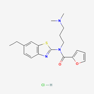 molecular formula C19H24ClN3O2S B2850258 N-(3-(dimethylamino)propyl)-N-(6-ethylbenzo[d]thiazol-2-yl)furan-2-carboxamide hydrochloride CAS No. 1216807-28-1