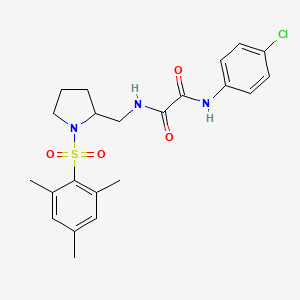 molecular formula C22H26ClN3O4S B2850262 N1-(4-chlorophenyl)-N2-((1-(mesitylsulfonyl)pyrrolidin-2-yl)methyl)oxalamide CAS No. 896278-54-9