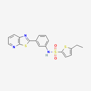 molecular formula C18H15N3O2S3 B2850264 5-ethyl-N-(3-(thiazolo[5,4-b]pyridin-2-yl)phenyl)thiophene-2-sulfonamide CAS No. 896678-94-7