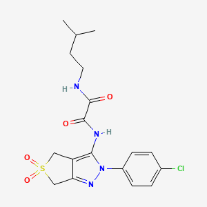 molecular formula C18H21ClN4O4S B2850265 N1-(2-(4-chlorophenyl)-5,5-dioxido-4,6-dihydro-2H-thieno[3,4-c]pyrazol-3-yl)-N2-isopentyloxalamide CAS No. 899733-78-9