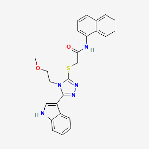 molecular formula C25H23N5O2S B2850270 2-((5-(1H-indol-3-yl)-4-(2-methoxyethyl)-4H-1,2,4-triazol-3-yl)thio)-N-(naphthalen-1-yl)acetamide CAS No. 852144-56-0