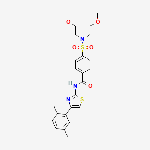 molecular formula C24H29N3O5S2 B2850275 4-[bis(2-methoxyethyl)sulfamoyl]-N-[4-(2,5-dimethylphenyl)-1,3-thiazol-2-yl]benzamide CAS No. 442535-34-4