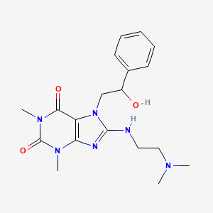 molecular formula C19H26N6O3 B2850276 8-((2-(dimethylamino)ethyl)amino)-7-(2-hydroxy-2-phenylethyl)-1,3-dimethyl-1H-purine-2,6(3H,7H)-dione CAS No. 1105197-04-3