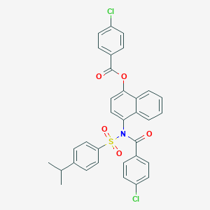 molecular formula C33H25Cl2NO5S B285028 4-{(4-Chlorobenzoyl)[(4-isopropylphenyl)sulfonyl]amino}-1-naphthyl 4-chlorobenzoate 