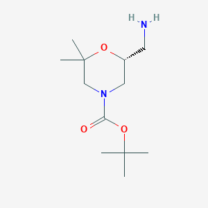 molecular formula C12H24N2O3 B2850288 (R)-Tert-butyl 6-(aminomethyl)-2,2-dimethylmorpholine-4-carboxylate CAS No. 1416445-16-3