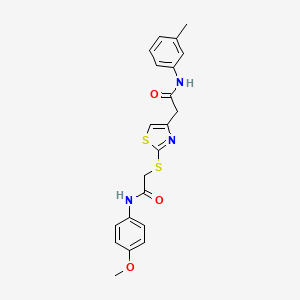 molecular formula C21H21N3O3S2 B2850290 N-(4-methoxyphenyl)-2-((4-(2-oxo-2-(m-tolylamino)ethyl)thiazol-2-yl)thio)acetamide CAS No. 941938-13-2