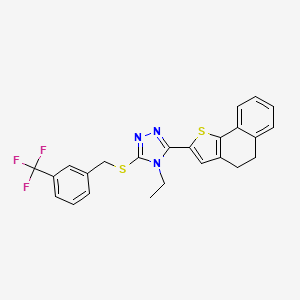 molecular formula C24H20F3N3S2 B2850298 3-(4,5-dihydronaphtho[1,2-b]thiophen-2-yl)-4-ethyl-5-{[3-(trifluoromethyl)benzyl]sulfanyl}-4H-1,2,4-triazole CAS No. 477887-90-4