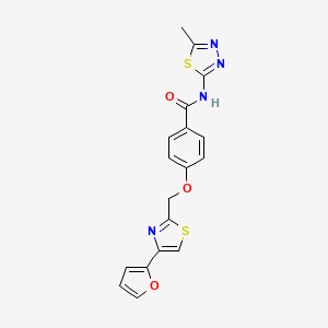 molecular formula C18H14N4O3S2 B2850299 4-((4-(furan-2-yl)thiazol-2-yl)methoxy)-N-(5-methyl-1,3,4-thiadiazol-2-yl)benzamide CAS No. 1251635-47-8