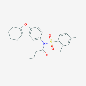 molecular formula C24H27NO4S B285030 N-[(2,4-dimethylphenyl)sulfonyl]-N-6,7,8,9-tetrahydrodibenzo[b,d]furan-2-ylbutanamide 