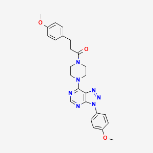 molecular formula C25H27N7O3 B2850305 3-(4-methoxyphenyl)-1-(4-(3-(4-methoxyphenyl)-3H-[1,2,3]triazolo[4,5-d]pyrimidin-7-yl)piperazin-1-yl)propan-1-one CAS No. 920373-49-5