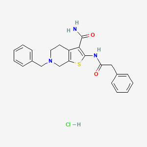 molecular formula C23H24ClN3O2S B2850307 6-Benzyl-2-(2-phenylacetamido)-4,5,6,7-tetrahydrothieno[2,3-c]pyridine-3-carboxamide hydrochloride CAS No. 1177820-05-1