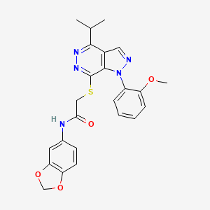 molecular formula C24H23N5O4S B2850310 N-(benzo[d][1,3]dioxol-5-yl)-2-((4-isopropyl-1-(2-methoxyphenyl)-1H-pyrazolo[3,4-d]pyridazin-7-yl)thio)acetamide CAS No. 1203203-01-3