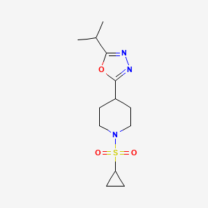 molecular formula C13H21N3O3S B2850314 1-(cyclopropanesulfonyl)-4-[5-(propan-2-yl)-1,3,4-oxadiazol-2-yl]piperidine CAS No. 1210738-56-9