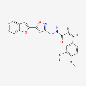 molecular formula C23H20N2O5 B2850315 (Z)-N-((5-(benzofuran-2-yl)isoxazol-3-yl)methyl)-3-(3,4-dimethoxyphenyl)acrylamide CAS No. 1105205-94-4