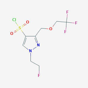 molecular formula C8H9ClF4N2O3S B2850316 1-(2-fluoroethyl)-3-[(2,2,2-trifluoroethoxy)methyl]-1H-pyrazole-4-sulfonyl chloride CAS No. 1856018-85-3