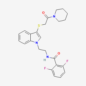 molecular formula C24H25F2N3O2S B2850341 2,6-difluoro-N-[2-(3-{[2-oxo-2-(piperidin-1-yl)ethyl]sulfanyl}-1H-indol-1-yl)ethyl]benzamide CAS No. 533866-59-0