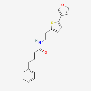 molecular formula C20H21NO2S B2850342 N-(2-(5-(furan-3-yl)thiophen-2-yl)ethyl)-4-phenylbutanamide CAS No. 2034595-48-5