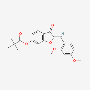 molecular formula C22H22O6 B2850345 (Z)-2-(2,4-dimethoxybenzylidene)-3-oxo-2,3-dihydrobenzofuran-6-yl pivalate CAS No. 622824-15-1