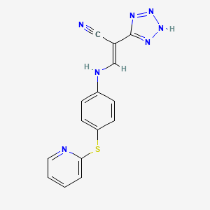 molecular formula C15H11N7S B2850346 2-(2H-2,3,4,5-四唑基)-3-((4-(2-吡啶硫基)苯基)氨基)丙-2-烯腈 CAS No. 1025609-88-4