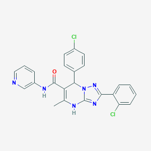 molecular formula C24H18Cl2N6O B285035 2-(2-chlorophenyl)-7-(4-chlorophenyl)-5-methyl-N-(3-pyridinyl)-4,7-dihydro[1,2,4]triazolo[1,5-a]pyrimidine-6-carboxamide 