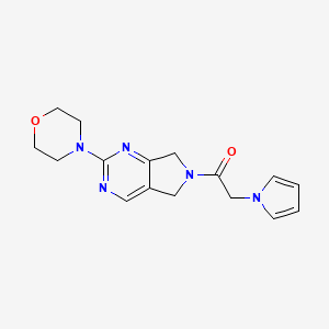 molecular formula C16H19N5O2 B2850356 1-(2-morpholino-5H-pyrrolo[3,4-d]pyrimidin-6(7H)-yl)-2-(1H-pyrrol-1-yl)ethanone CAS No. 2034613-72-2