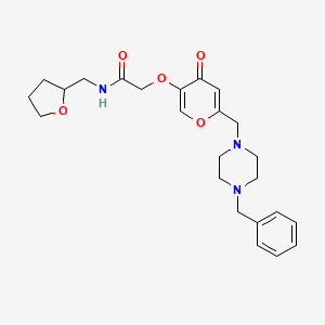 molecular formula C24H31N3O5 B2850357 2-((6-((4-benzylpiperazin-1-yl)methyl)-4-oxo-4H-pyran-3-yl)oxy)-N-((tetrahydrofuran-2-yl)methyl)acetamide CAS No. 898441-46-8
