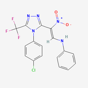 molecular formula C17H11ClF3N5O2 B2850364 N-[(Z)-2-[4-(4-chlorophenyl)-5-(trifluoromethyl)-1,2,4-triazol-3-yl]-2-nitroethenyl]aniline CAS No. 400079-82-5