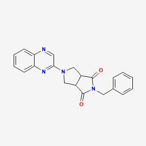 molecular formula C21H18N4O2 B2850370 5-Benzyl-2-quinoxalin-2-yl-1,3,3a,6a-tetrahydropyrrolo[3,4-c]pyrrole-4,6-dione CAS No. 2415571-82-1