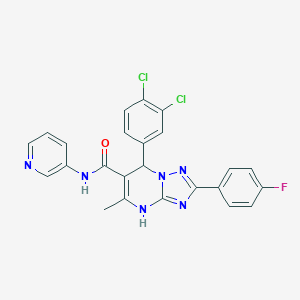 molecular formula C24H17Cl2FN6O B285038 7-(3,4-dichlorophenyl)-2-(4-fluorophenyl)-5-methyl-N-(3-pyridinyl)-4,7-dihydro[1,2,4]triazolo[1,5-a]pyrimidine-6-carboxamide 