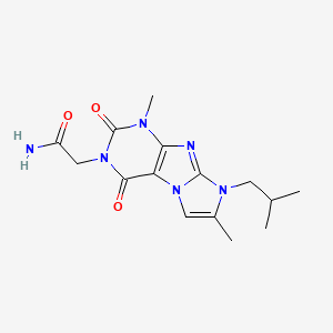molecular formula C15H20N6O3 B2850381 2-(8-isobutyl-1,7-dimethyl-2,4-dioxo-1H-imidazo[2,1-f]purin-3(2H,4H,8H)-yl)acetamide CAS No. 919743-67-2