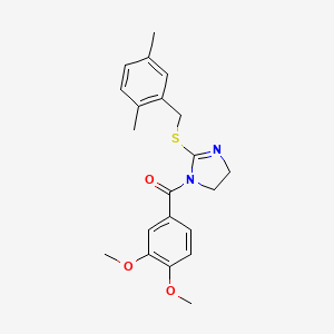 (3,4-Dimethoxyphenyl)-[2-[(2,5-dimethylphenyl)methylsulfanyl]-4,5-dihydroimidazol-1-yl]methanone