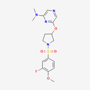 6-((1-((3-fluoro-4-methoxyphenyl)sulfonyl)pyrrolidin-3-yl)oxy)-N,N-dimethylpyrazin-2-amine