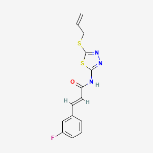 (E)-3-(3-fluorophenyl)-N-(5-prop-2-enylsulfanyl-1,3,4-thiadiazol-2-yl)prop-2-enamide