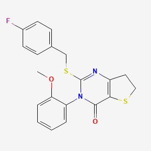 2-[(4-Fluorophenyl)methylsulfanyl]-3-(2-methoxyphenyl)-6,7-dihydrothieno[3,2-d]pyrimidin-4-one